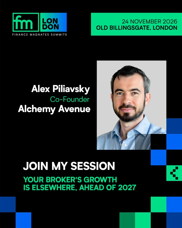 Finance Magnates London Summit announcement featuring Alex Piliavsky and his upcoming session